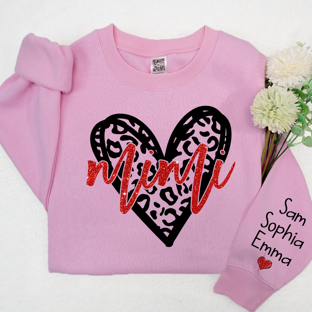 Lofaris Glitter Mimi Heart Custom Name Valentine Sweatshirt