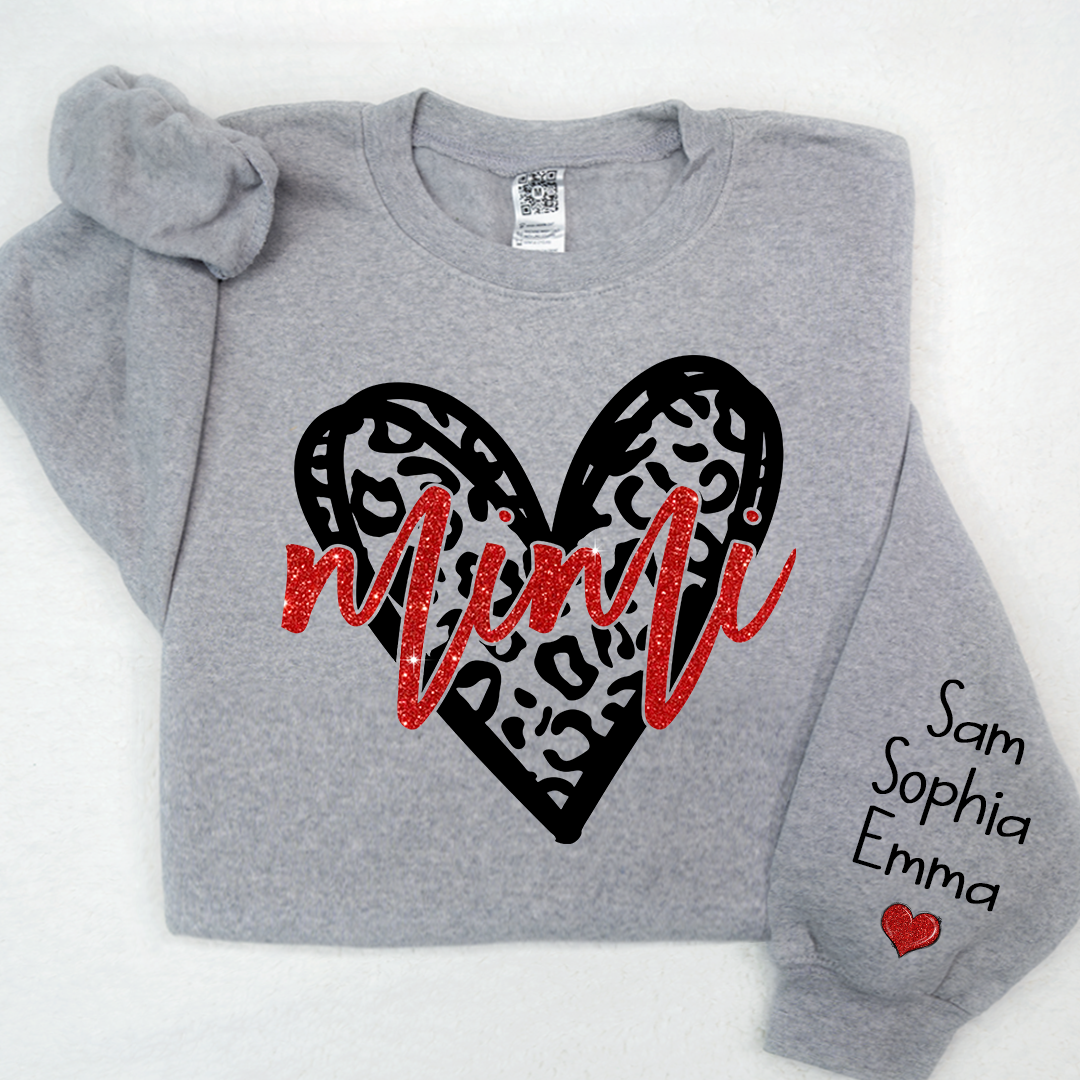 Lofaris Glitter Mimi Heart Custom Name Valentine Sweatshirt