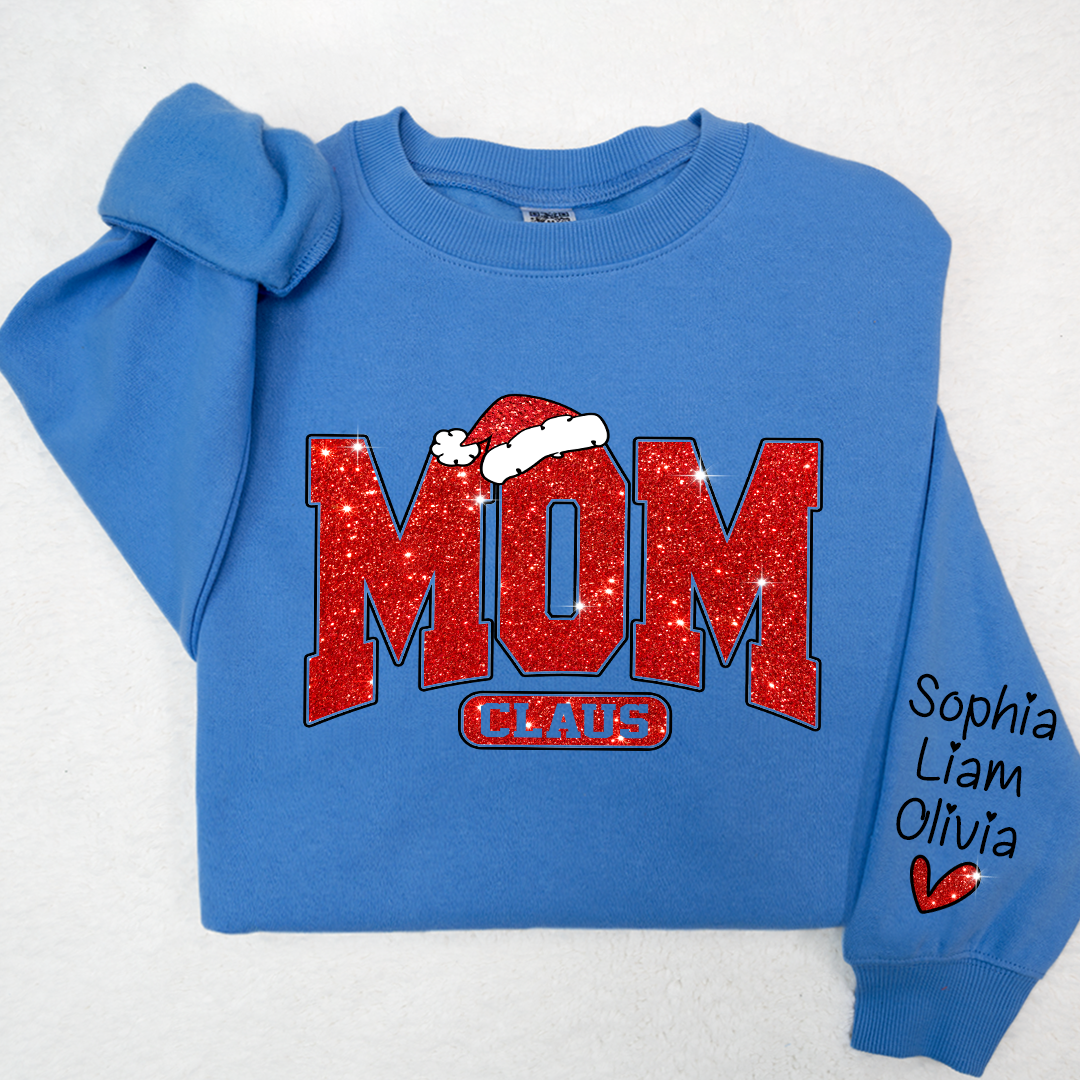 Lofaris Glitter Mom Christmas Customized Gift Sweatshirt