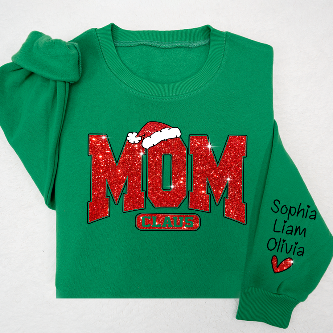 Lofaris Glitter Mom Christmas Customized Gift Sweatshirt