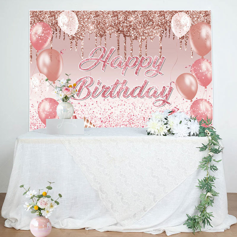 Lofaris Glitter Pink Balloons Gift Happy Birthday Backdrop