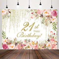 Lofaris Glitter Pink Floral Backdrop For 21st Birthday Party
