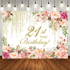 Lofaris Glitter Pink Floral Backdrop For 21st Birthday Party