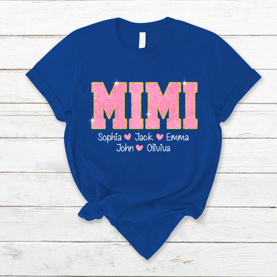 Lofaris Glitter Pink Mimi Nana Grandma And Kids T - Shirt