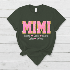 Lofaris Glitter Pink Mimi Nana Grandma And Kids T - Shirt