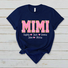 Lofaris Glitter Pink Mimi Nana Grandma And Kids T - Shirt