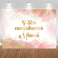 Lofaris Glitter Pink Watercolor Ink Feliz Cumpleanos Backdrop