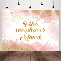 Lofaris Glitter Pink Watercolor Ink Feliz Cumpleanos Backdrop