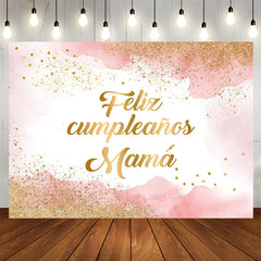 Lofaris Glitter Pink Watercolor Ink Feliz Cumpleanos Backdrop