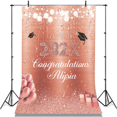 Lofaris Glitter Rose Gold Balloon Graduation Party Backdrop