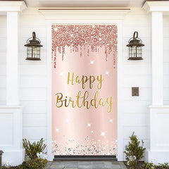 Lofaris Glitter Rose Gold Girls Happy Birthday Door Cover