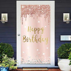Lofaris Glitter Rose Gold Girls Happy Birthday Door Cover