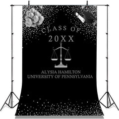 Lofaris Glitter Silver Balloons Ribbion Class Of 2022 Backdrop