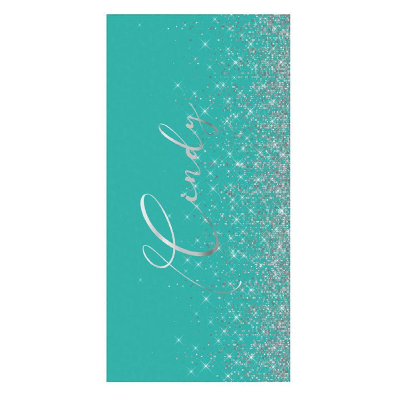 Lofaris Glitter Silver Custom Name Summer Beach Towel