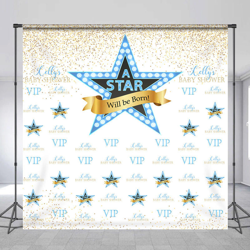 Lofaris Glitter Vip Stars Repeat Custom Baby Shower Backdrop