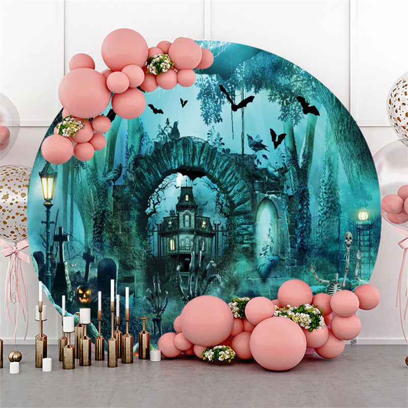 Lofaris Gloomy Graveyard Forest Circle Halloween Backdrop