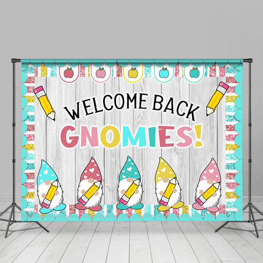 Lofaris Gnomies Green Wooden Welcome Back To School Backdrop