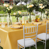 Lofaris Gold 108 GSM Satin Banquet Rectangle Tablecloth