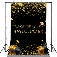 Lofaris Gold And Black Ballons Glitter Class Of 2022 Backdorp