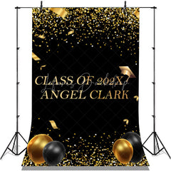 Lofaris Gold And Black Ballons Glitter Class Of 2022 Backdorp