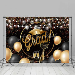 Lofaris Gold And Black Glitter Ballons Bright Grad Backdrop