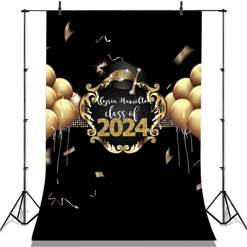 Lofaris Gold Ballons And Black Class Of 2022 Party Backdrop