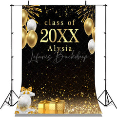 Lofaris Gold Ballons Bokeh Glitter Class Of 2022 Black Backdrop