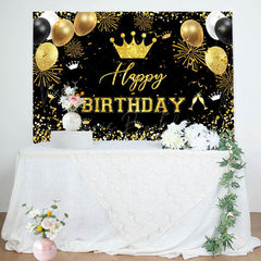 Lofaris Gold Balloon Champagne Happy Birthday Party Backdrop