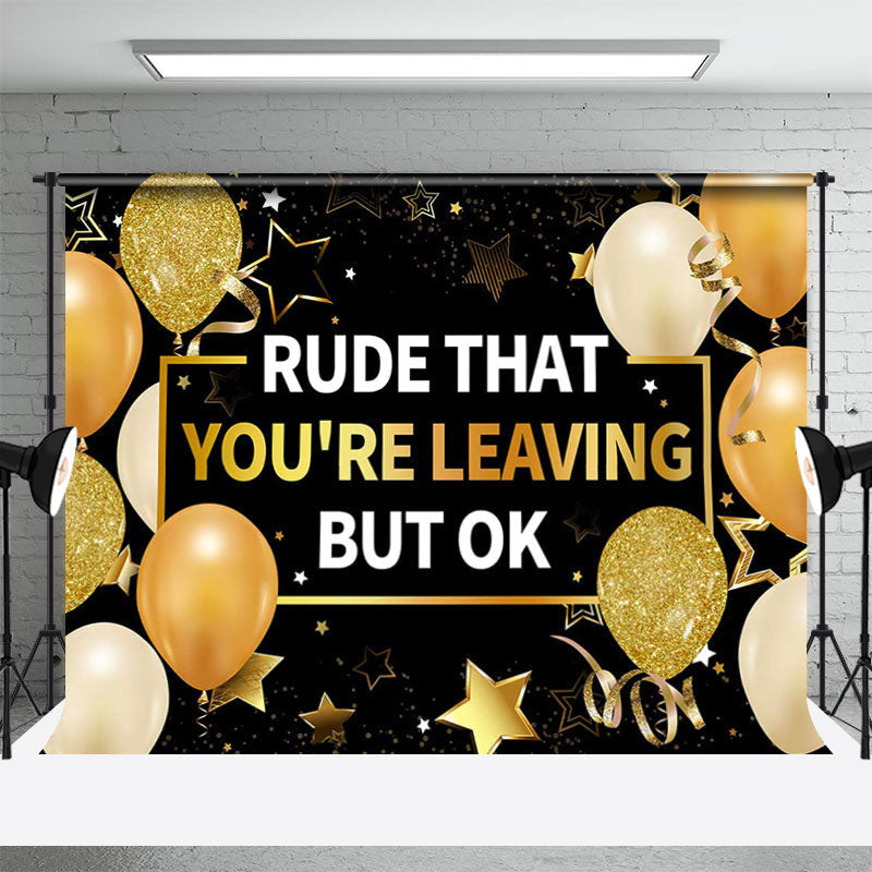 Lofaris Gold Balloon Glitter Star Ribbon Retirement Backdrop