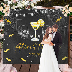 Lofaris Gold Bats And White Skull Black Bridal Shower Backdrop