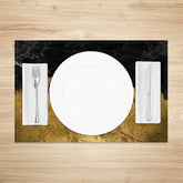 Lofaris Gold Black Abstract Fabric Dining Set Of 4 Placemats