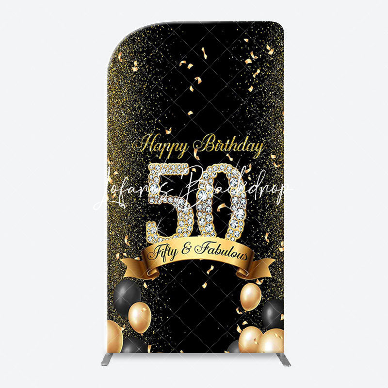 Lofaris Gold Black Balloons Arch Backdrop For 50th Birthday