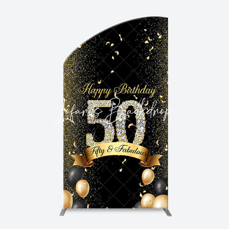 Lofaris Gold Black Balloons Arch Backdrop For 50th Birthday