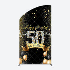 Lofaris Gold Black Balloons Arch Backdrop For 50th Birthday