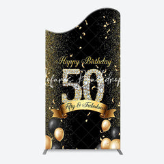 Lofaris Gold Black Balloons Arch Backdrop For 50th Birthday