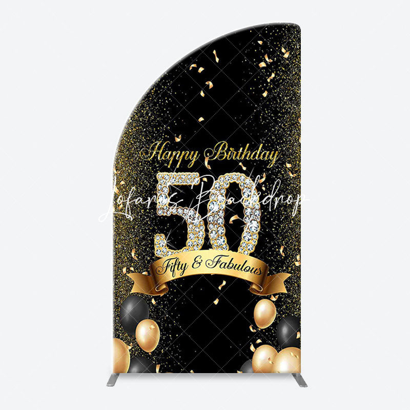 Lofaris Gold Black Balloons Arch Backdrop For 50th Birthday