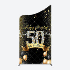 Lofaris Gold Black Balloons Arch Backdrop For 50th Birthday
