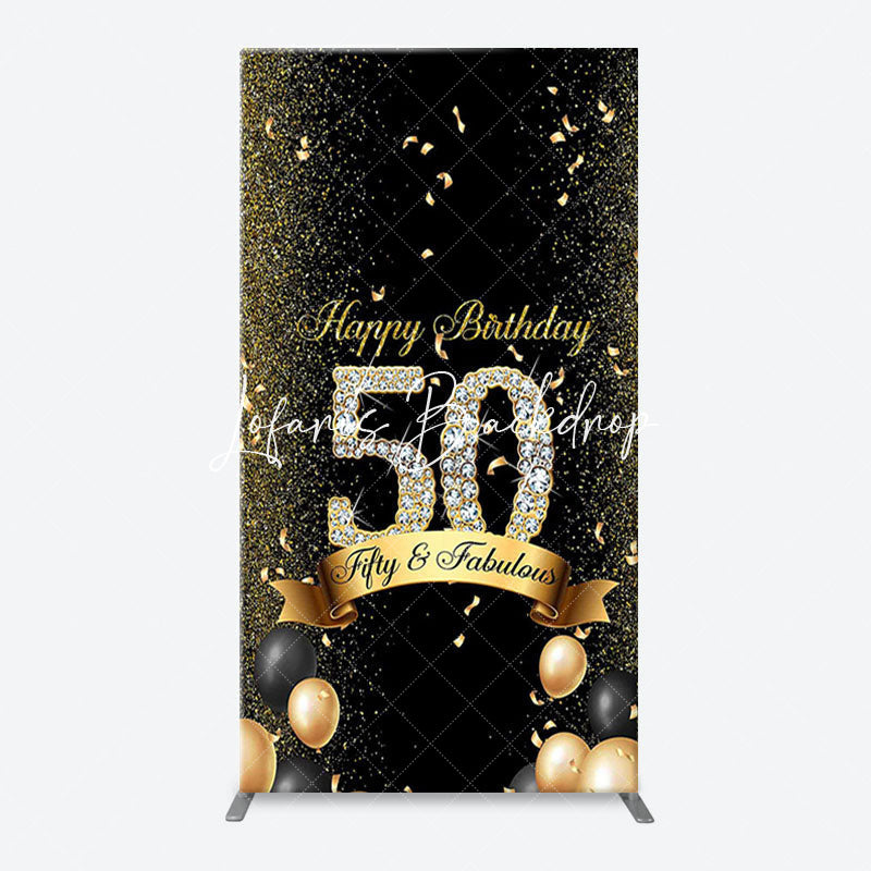 Lofaris Gold Black Balloons Arch Backdrop For 50th Birthday