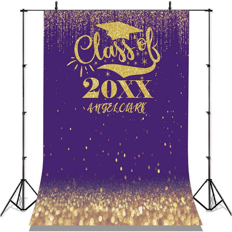 Lofaris Personalized Gold Bokeh Glitter Purple Grad Backdrop