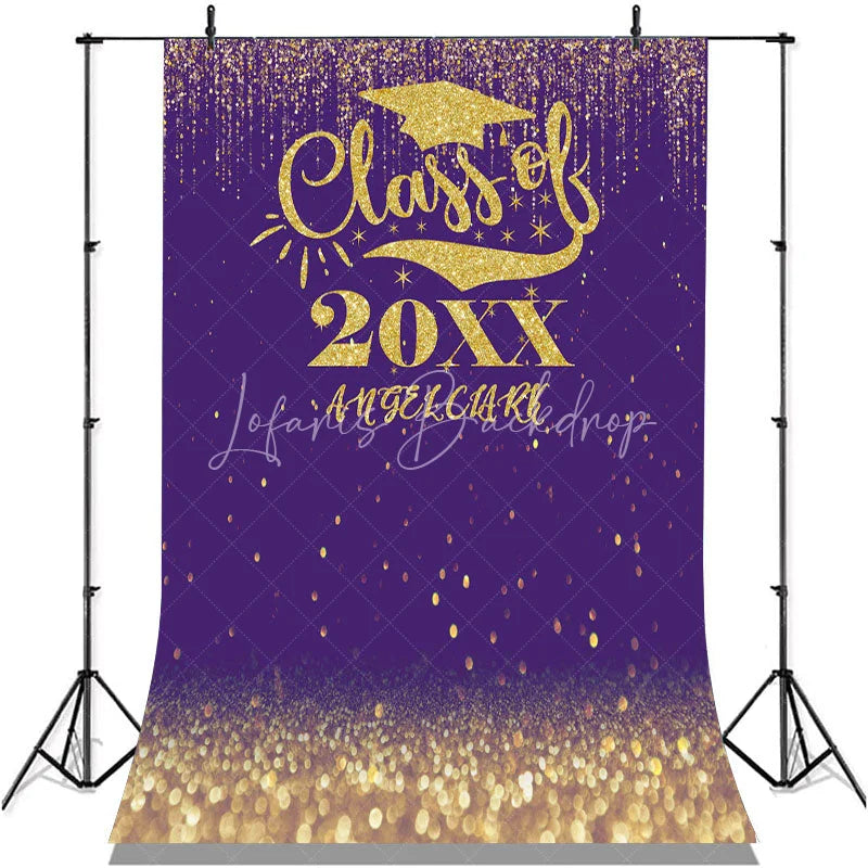 Lofaris Personalized Gold Bokeh Glitter Purple Grad Backdrop
