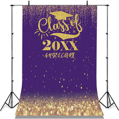 Lofaris Personalized Gold Bokeh Glitter Purple Grad Backdrop