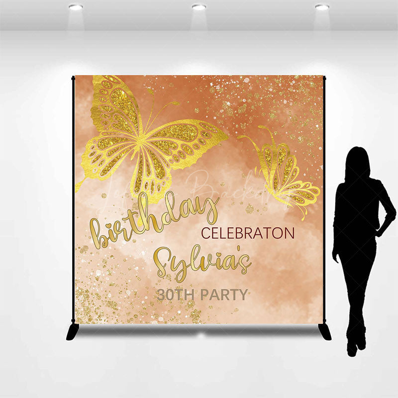 Lofaris Gold Butterfly Custom 30th Birthday Party Backdrop
