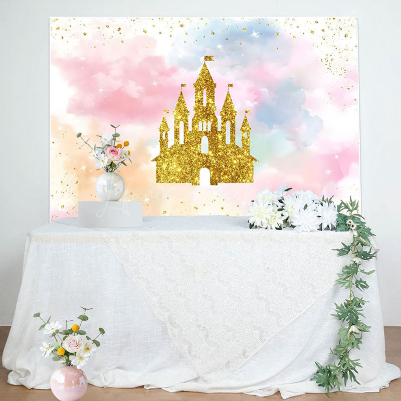 Lofaris Gold Castle Cloud Princess Birthday Backdrop