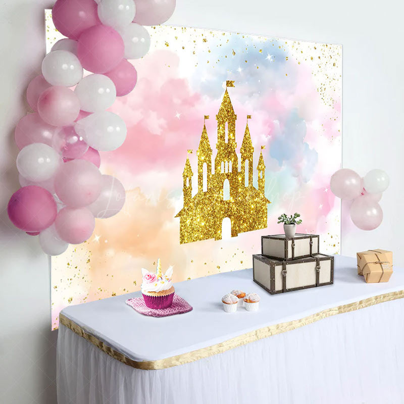 Lofaris Gold Castle Cloud Princess Birthday Backdrop