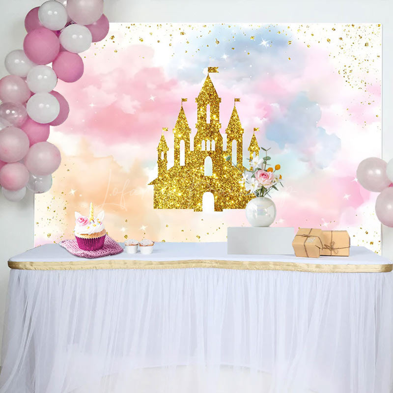 Lofaris Gold Castle Cloud Princess Birthday Backdrop