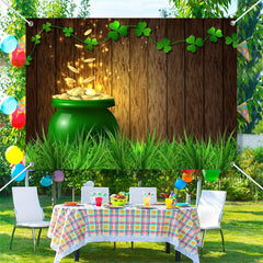 Lofaris Gold Coins Wood Board Grass St Patricks Day Backdrop
