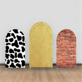 Lofaris Gold Cow Pattern Red Brick Wall Arch Backdrop Kit