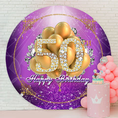 Lofaris Gold Diamond Balloon 50th Birthday Round Backdrop