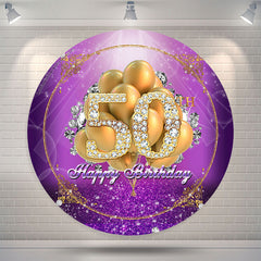 Lofaris Gold Diamond Balloon 50th Birthday Round Backdrop