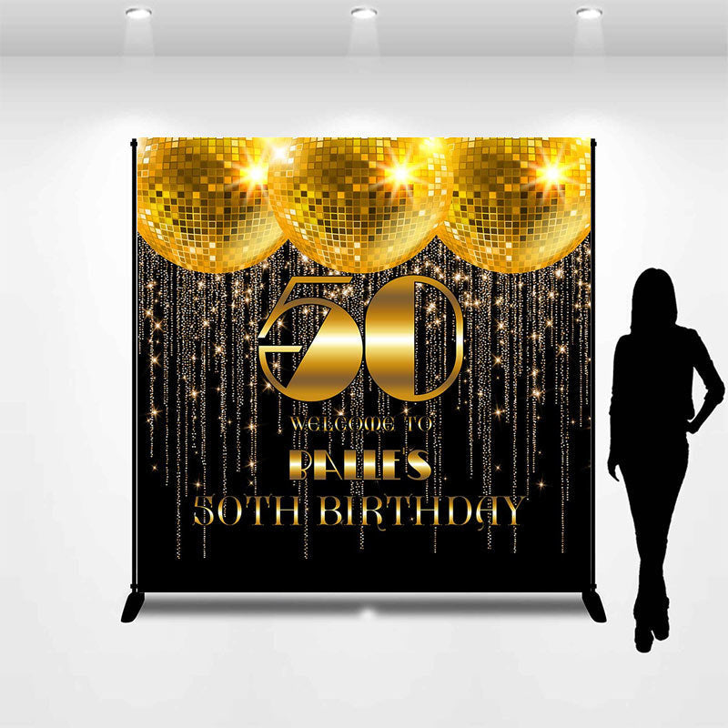 Lofaris Gold Disco Mirror Ball Custom Birthday Backdrop